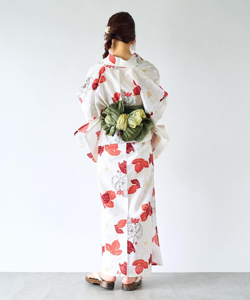 【mikiセレクト】はんなり重ね牡丹/浴衣と帯2点セット