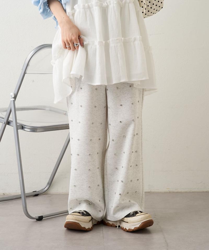 ビジュー付スウェットパンツ
