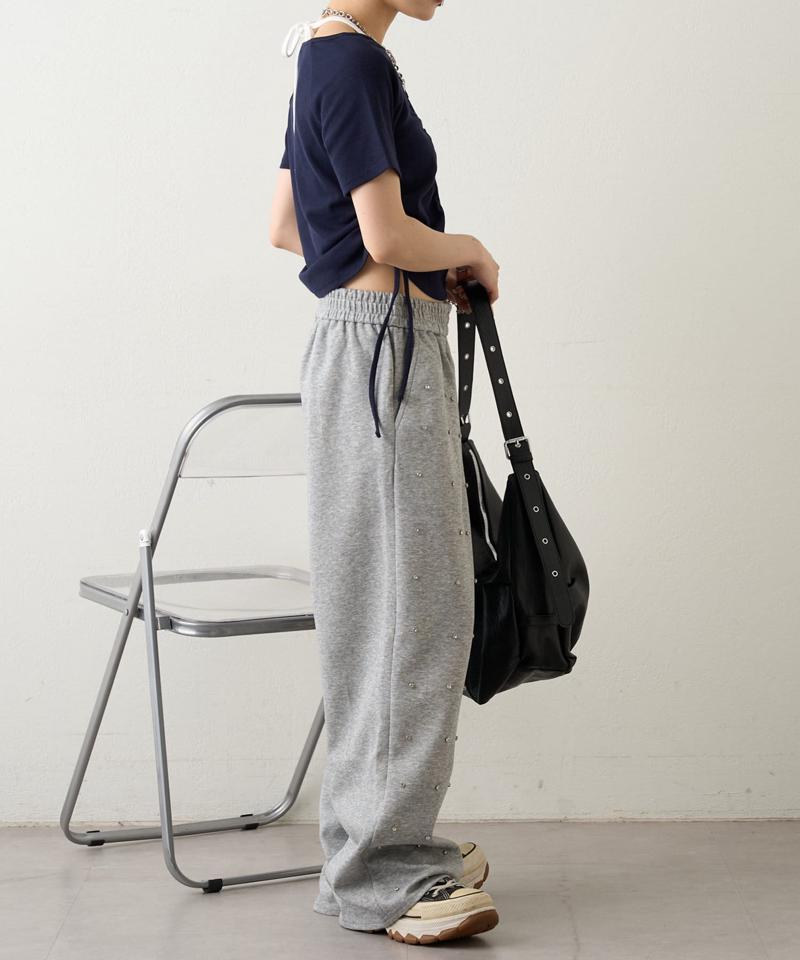 ビジュー付スウェットパンツ