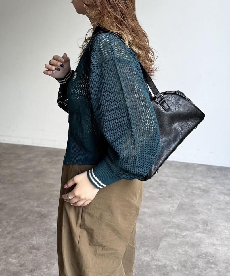 【U.S. POLO ASSN.】襟付きメッシュカーディガン