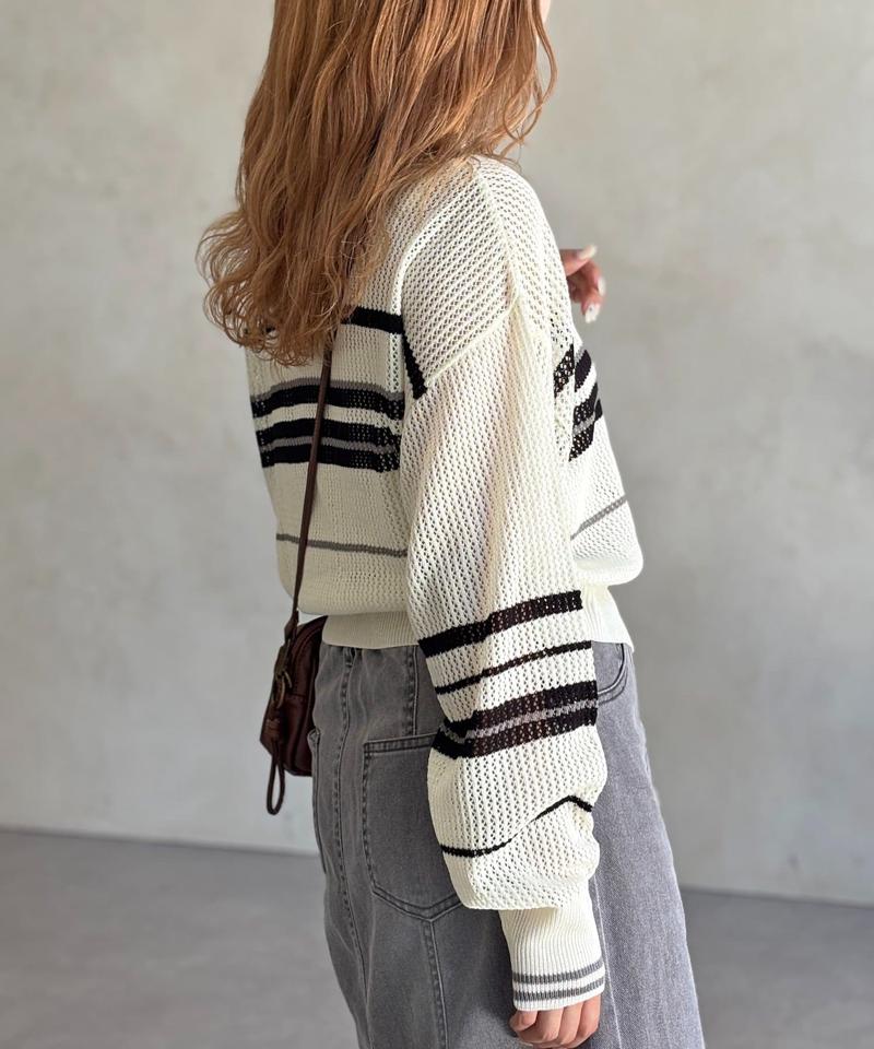 【U.S. POLO ASSN.】襟付きメッシュカーディガン