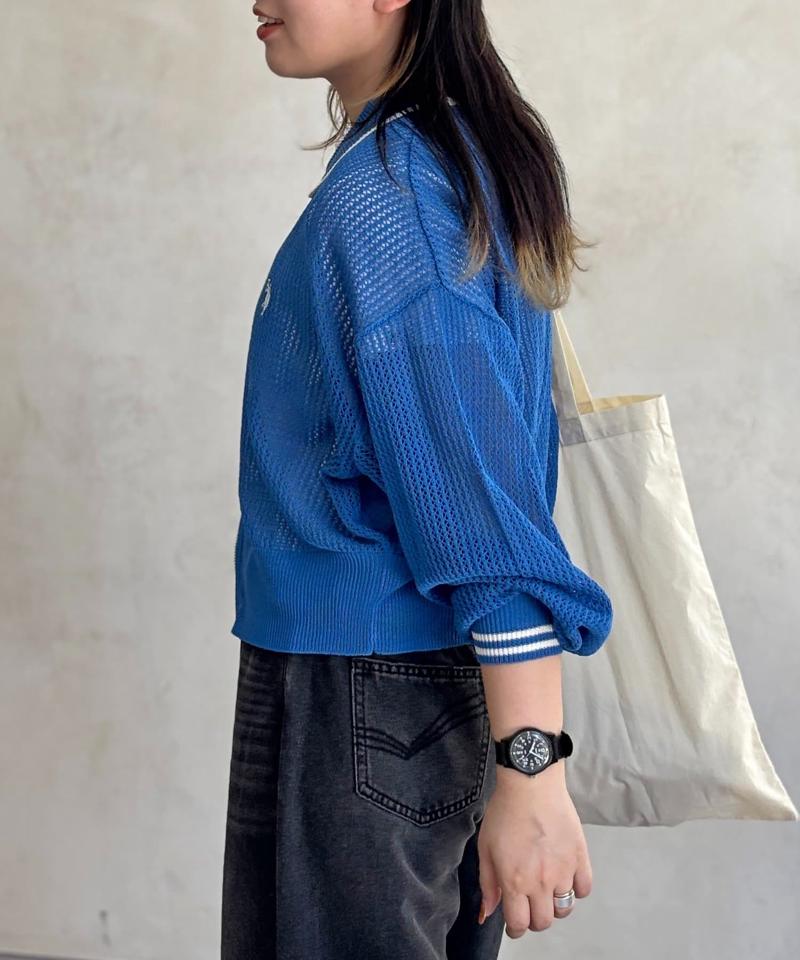 【U.S. POLO ASSN.】襟付きメッシュカーディガン