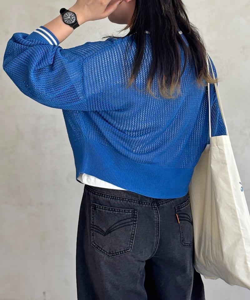 【U.S. POLO ASSN.】襟付きメッシュカーディガン