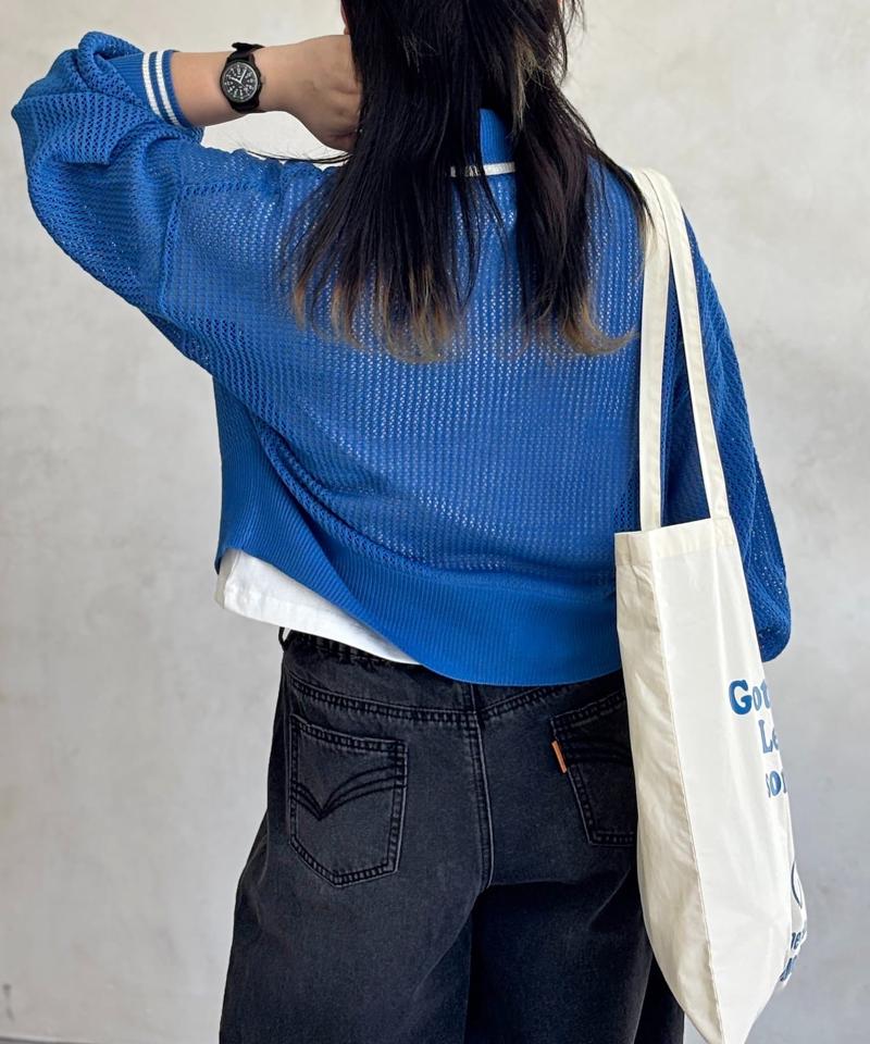 【U.S. POLO ASSN.】襟付きメッシュカーディガン