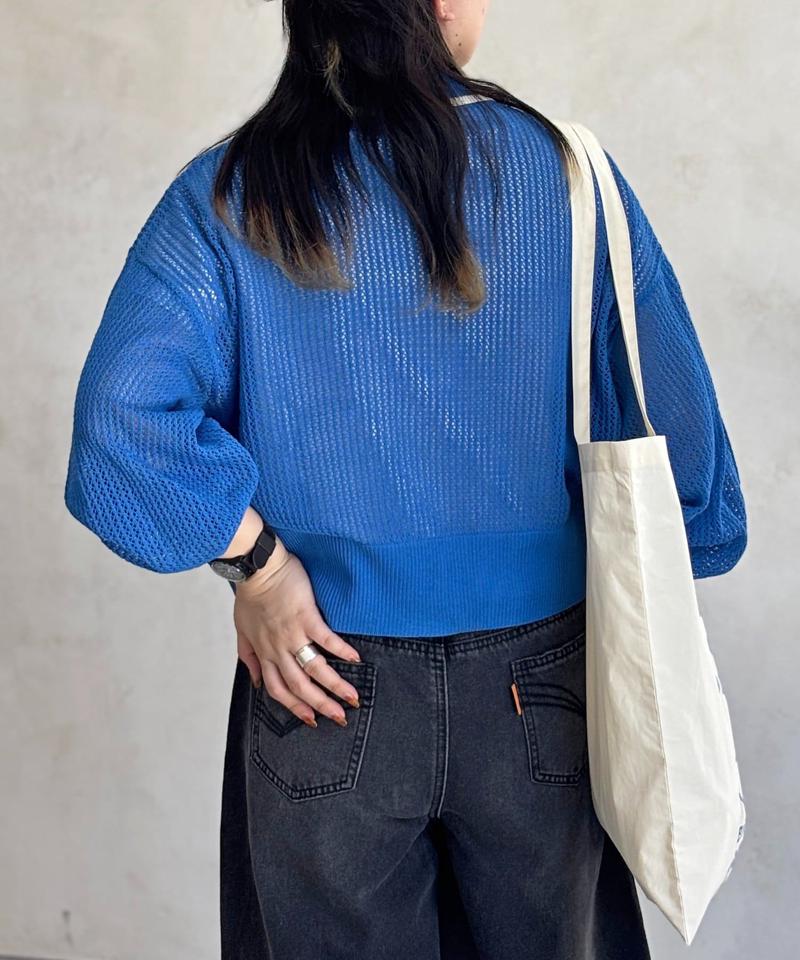 【U.S. POLO ASSN.】襟付きメッシュカーディガン