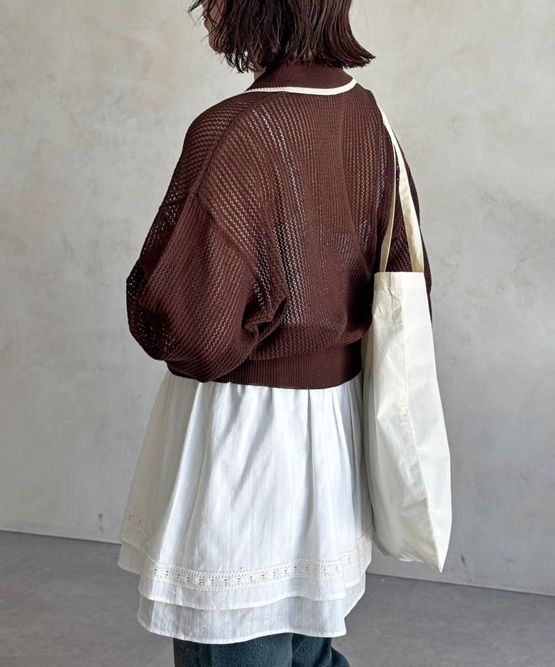 【U.S. POLO ASSN.】襟付きメッシュカーディガン