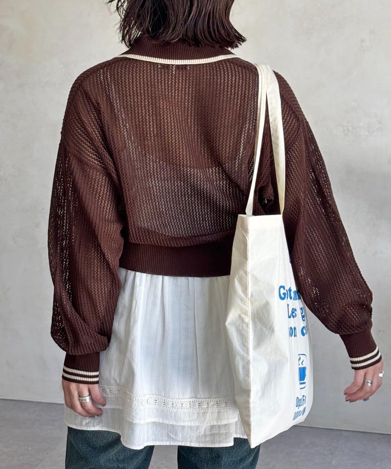 【U.S. POLO ASSN.】襟付きメッシュカーディガン