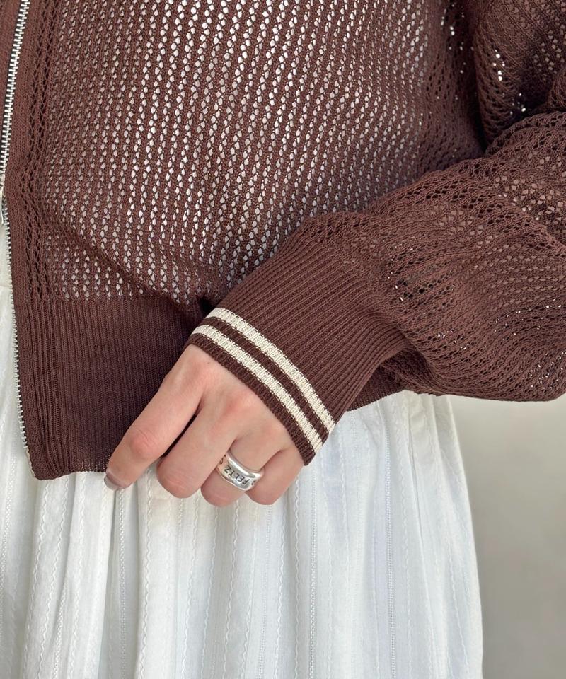 【U.S. POLO ASSN.】襟付きメッシュカーディガン