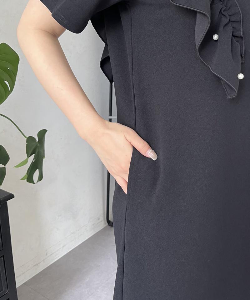 ストレッチパールフリルマーメイドカットワンピース