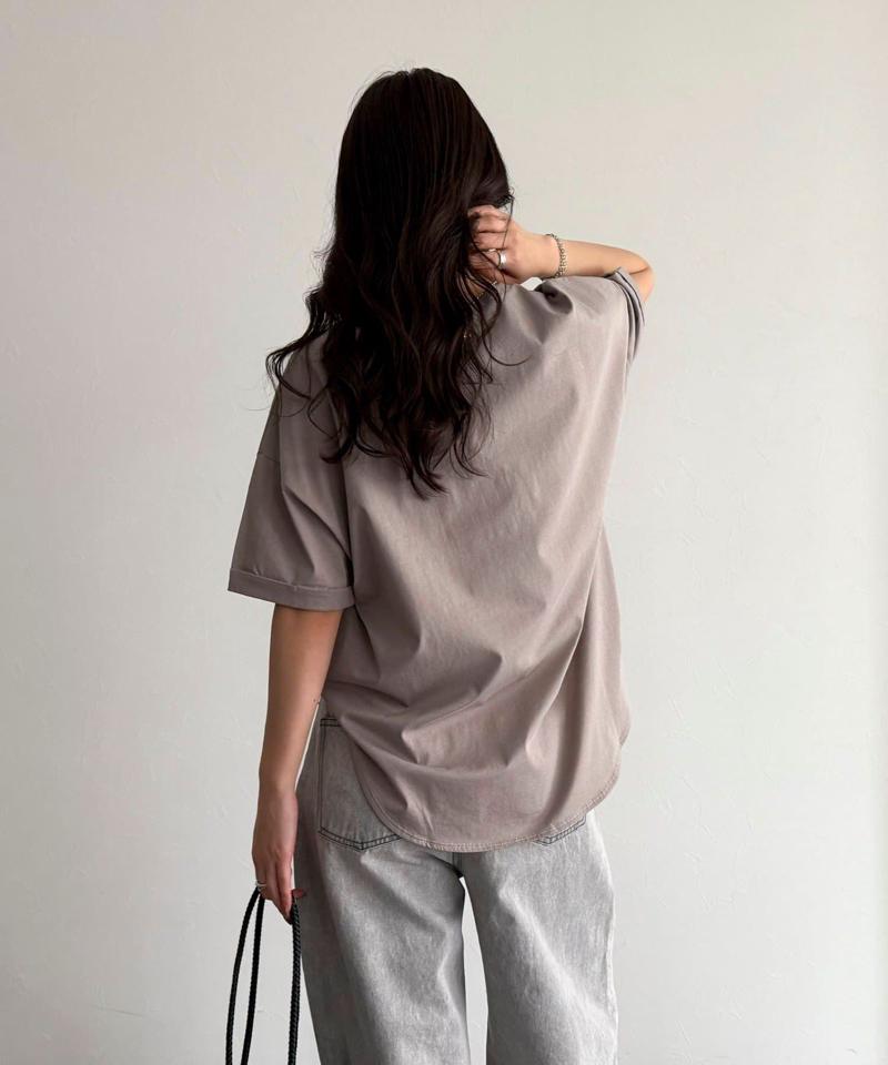 シルケット袖口 ロール5分袖ロゴTシャツ