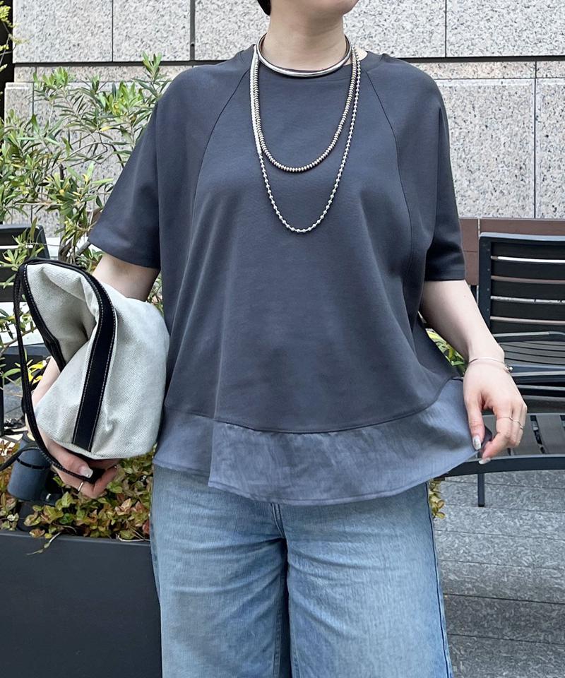 ラグラン異素材切替プルオーバー