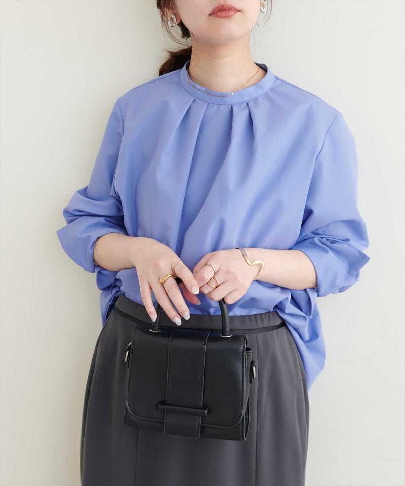 【natural couture】バック釦スタンドカラーシャツ