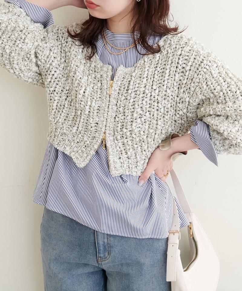 【natural couture】バック釦スタンドカラーシャツ
