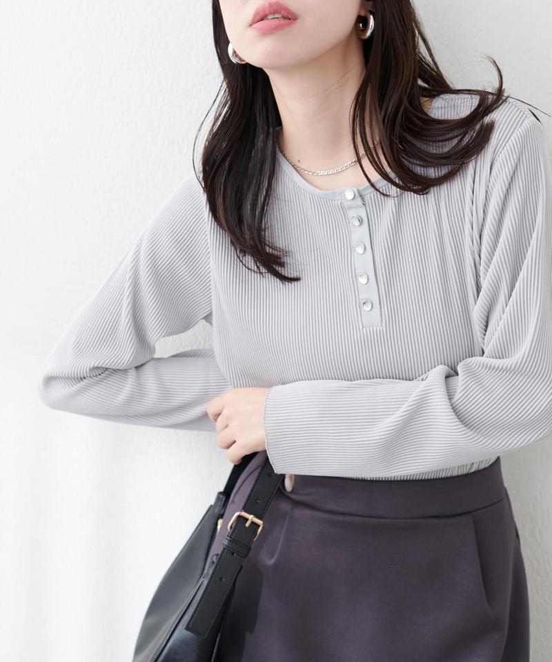 【natural couture】前後２ＷＡＹストライプ調カットソー