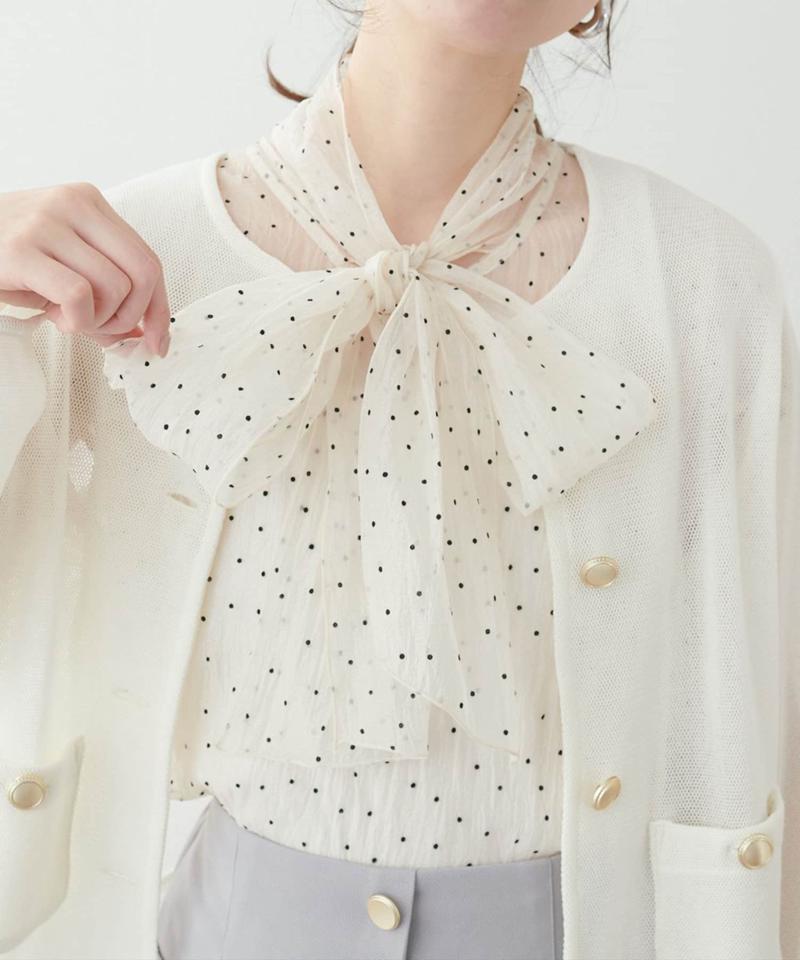 【natural couture】フレンチスリーブボータイブラウス