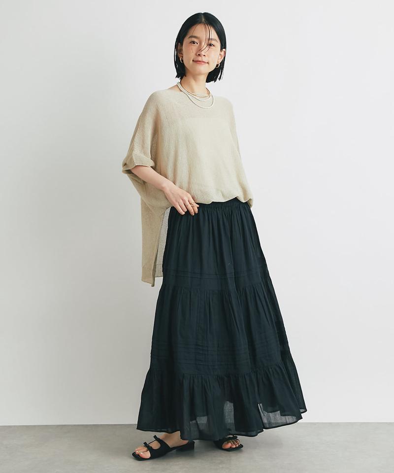 《女性らしいムードに》インド綿ティアードスカート