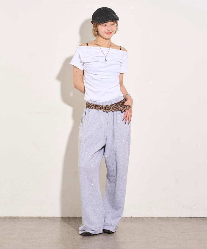 ギャザーオフショル半袖トップス