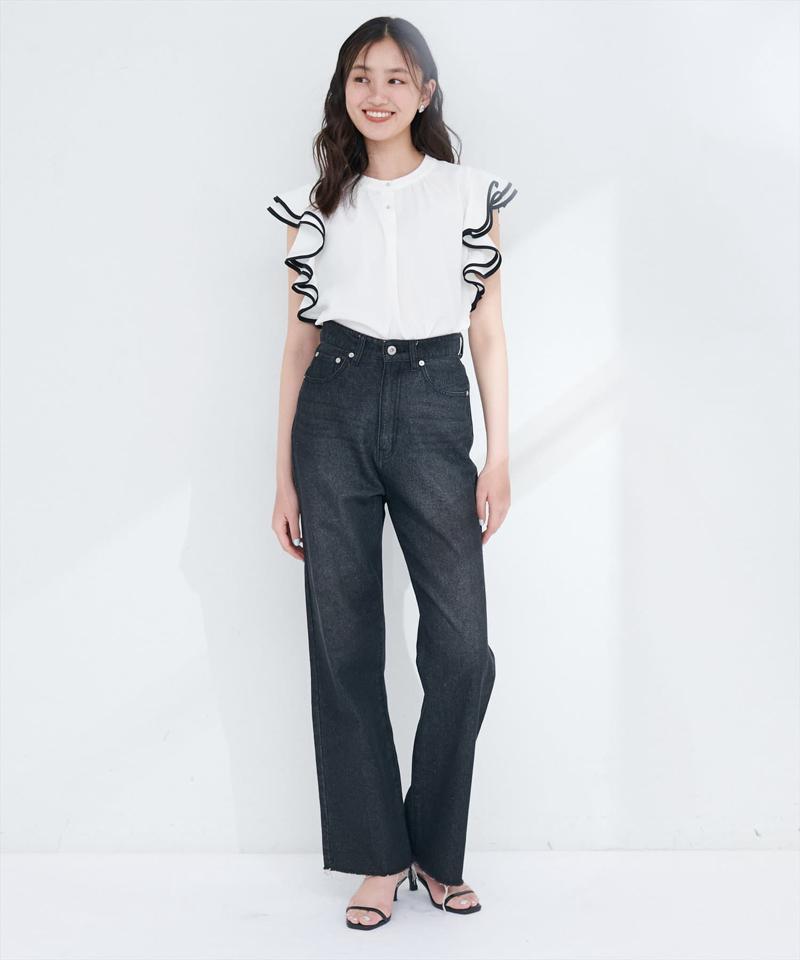 【WEB限定】配色ラッフルスリーブブラウス