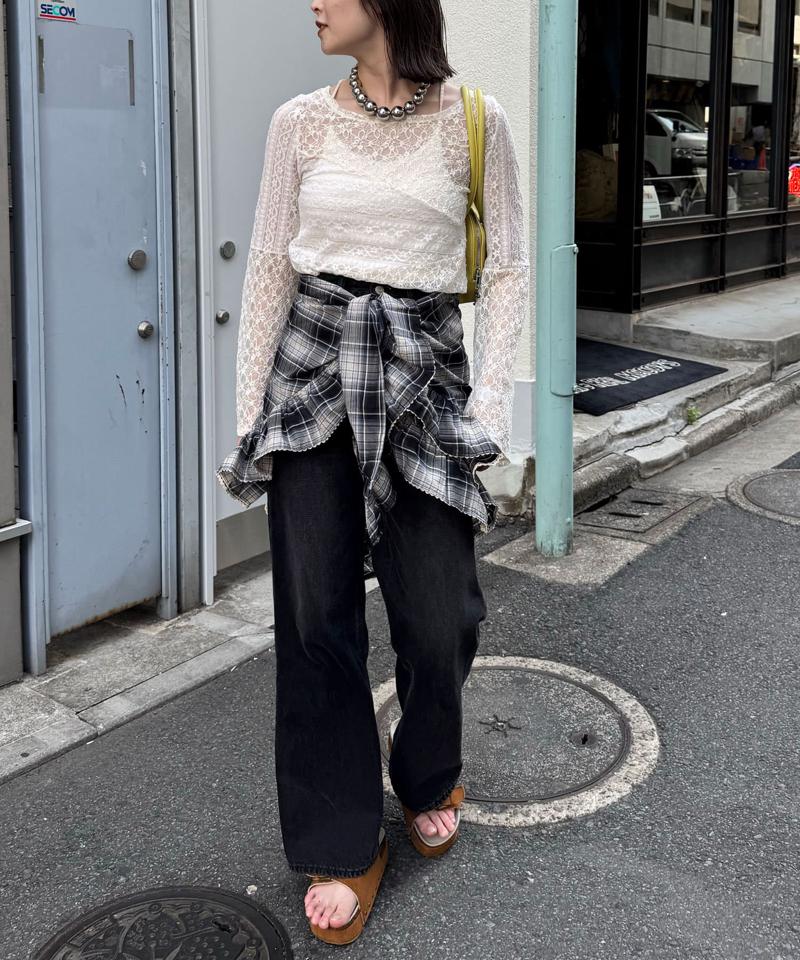 【ドット/チェック】マルチWAYフリルビッグスカーフ