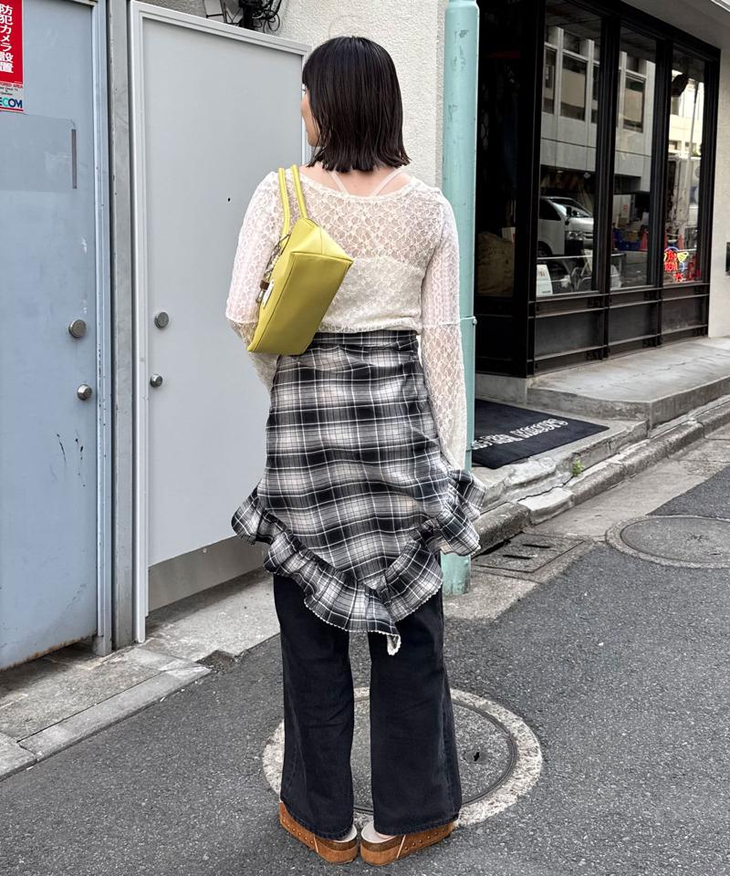 【ドット/チェック】マルチWAYフリルビッグスカーフ