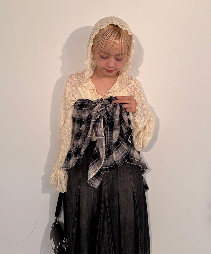 【ドット/チェック】マルチWAYフリルビッグスカーフ