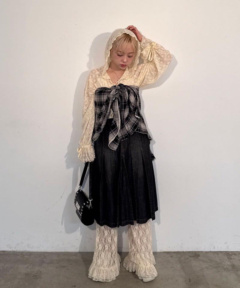 【ドット/チェック】マルチWAYフリルビッグスカーフ