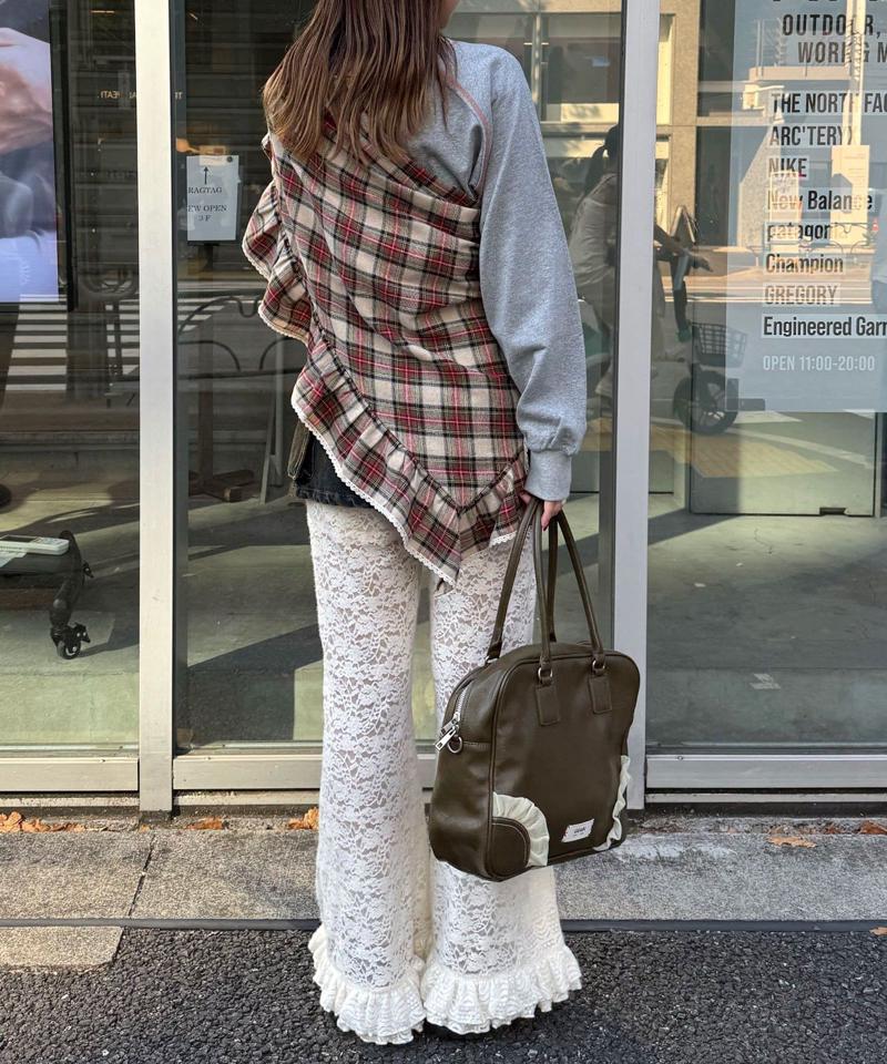 【ドット/チェック】マルチWAYフリルビッグスカーフ