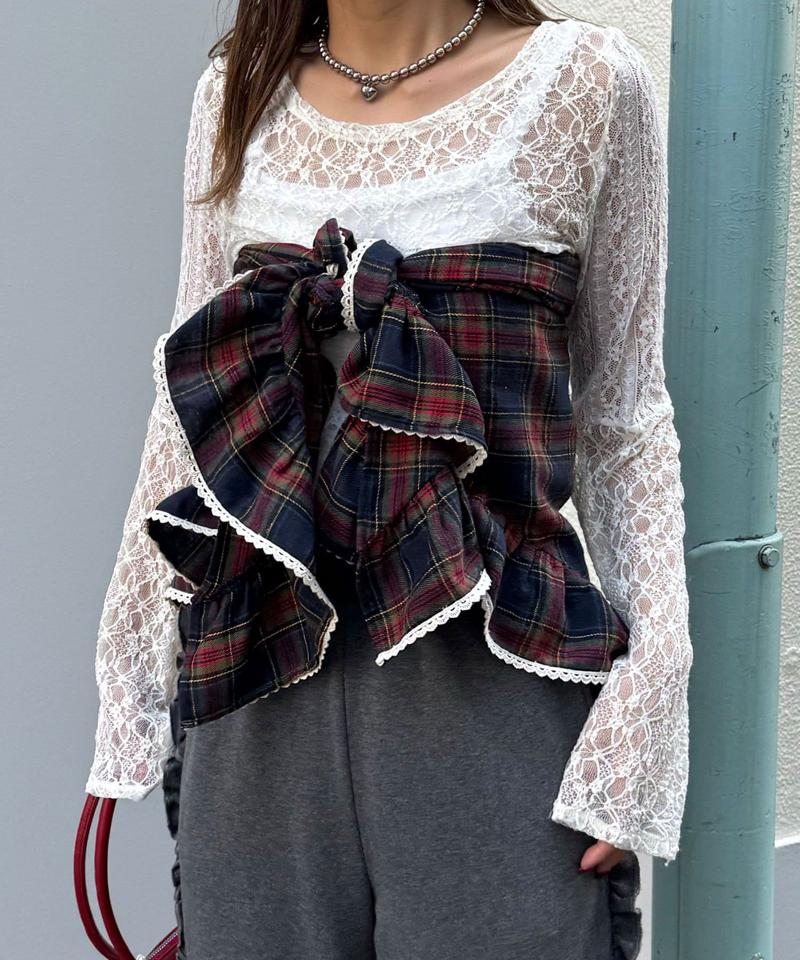 【ドット/チェック】マルチWAYフリルビッグスカーフ