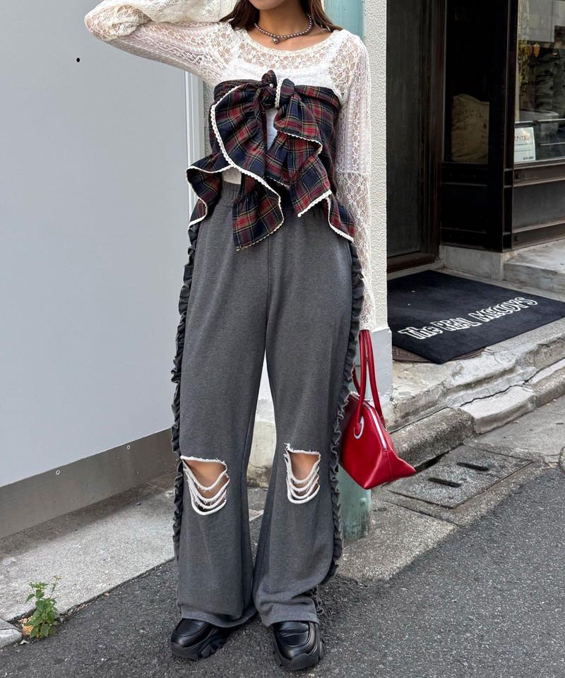 【ドット/チェック】マルチWAYフリルビッグスカーフ