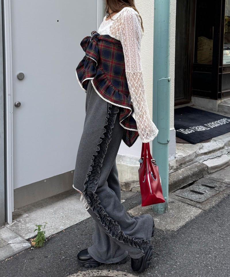 【ドット/チェック】マルチWAYフリルビッグスカーフ