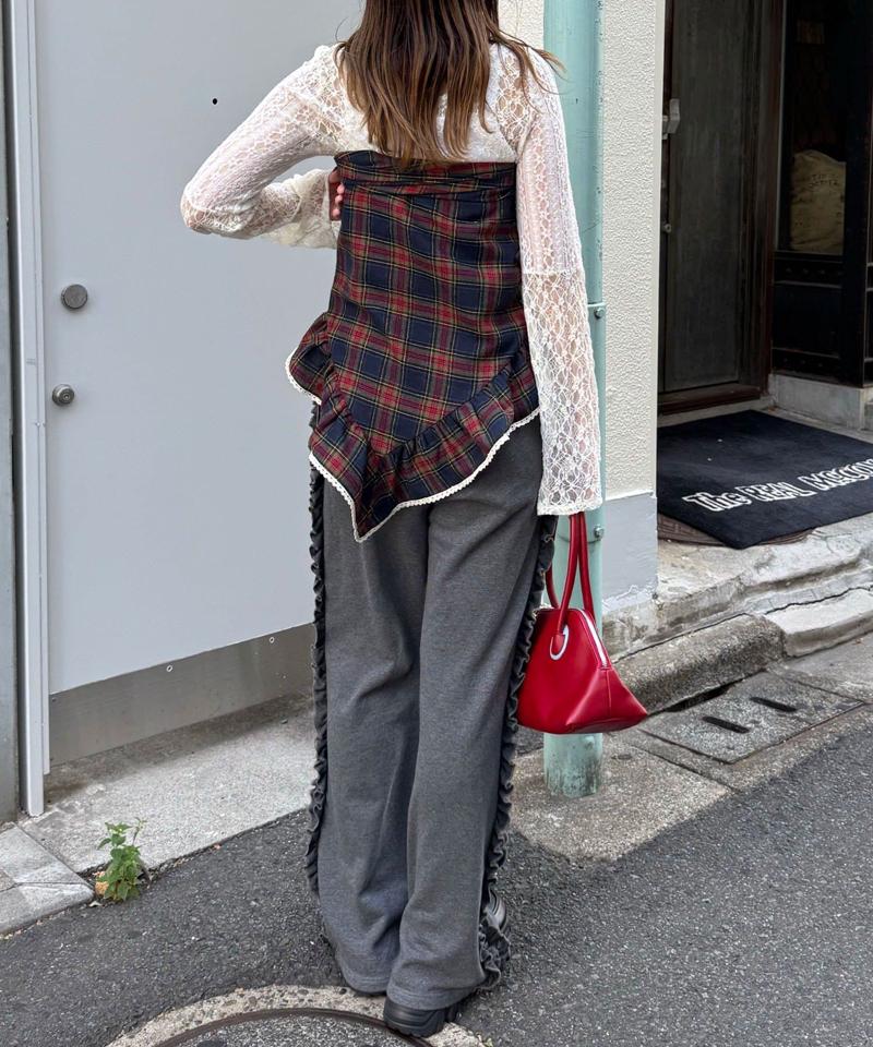 【ドット/チェック】マルチWAYフリルビッグスカーフ