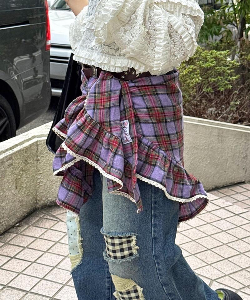 【ドット/チェック】マルチWAYフリルビッグスカーフ