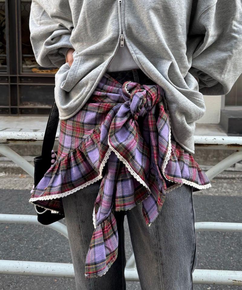 【ドット/チェック】マルチWAYフリルビッグスカーフ
