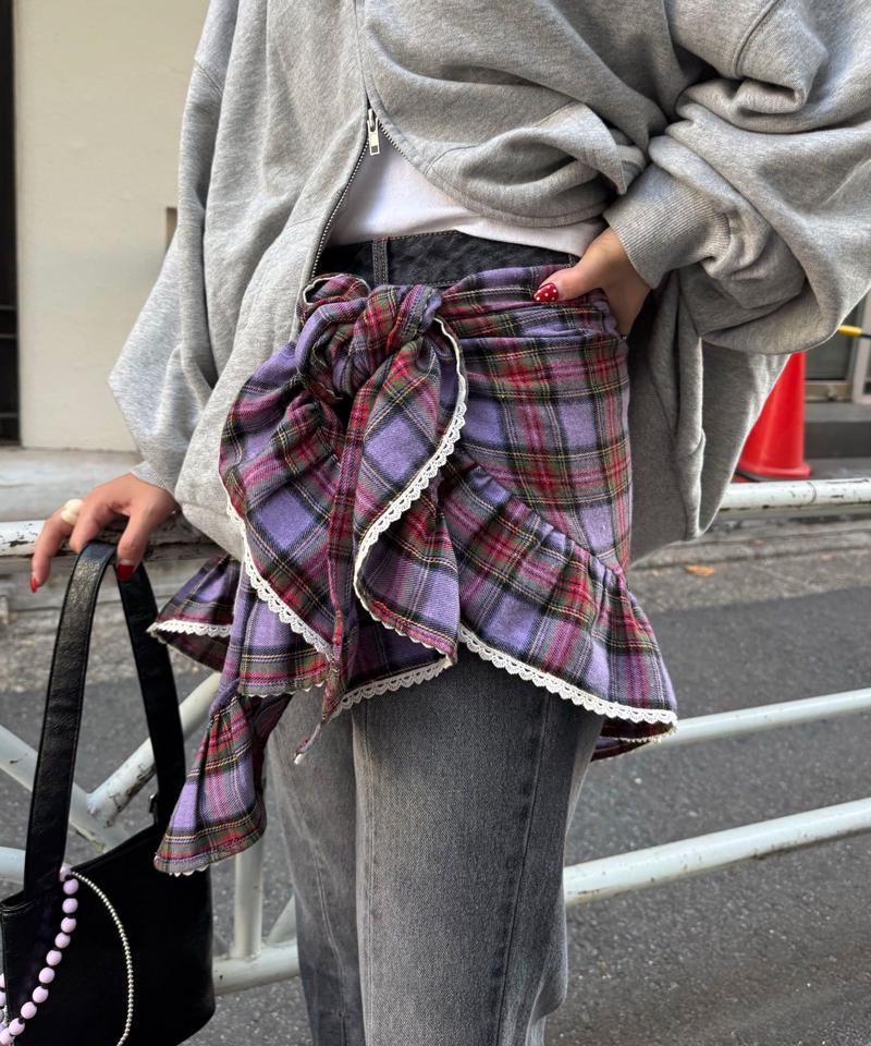 【ドット/チェック】マルチWAYフリルビッグスカーフ