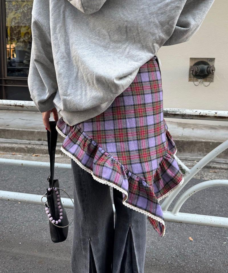 【ドット/チェック】マルチWAYフリルビッグスカーフ