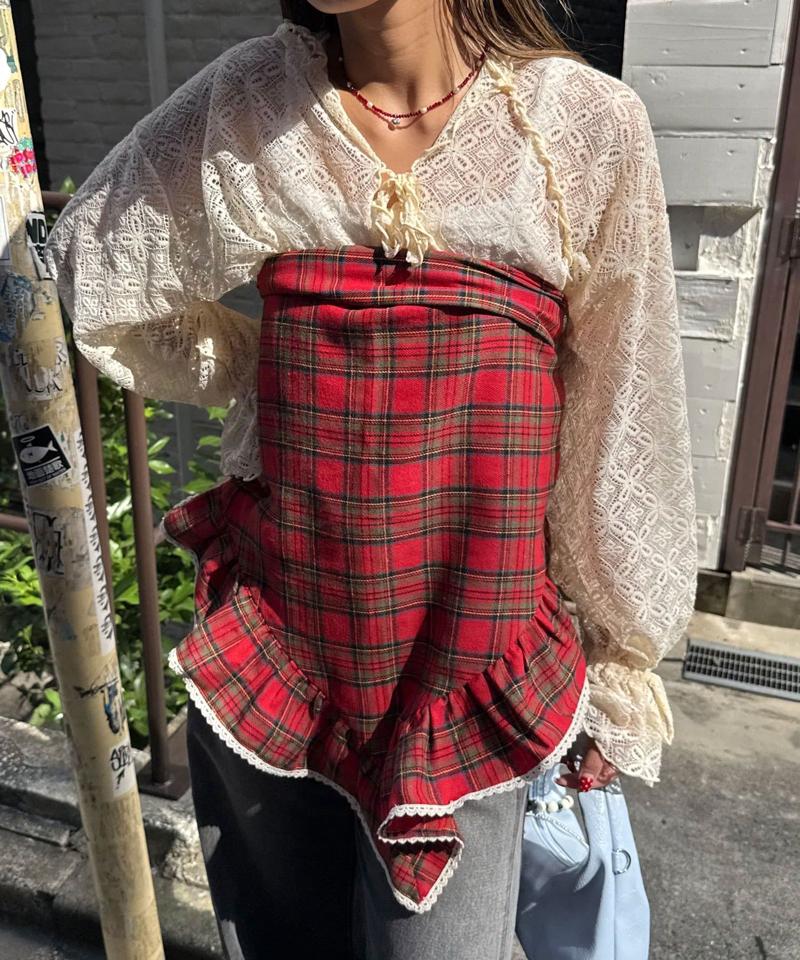 【ドット/チェック】マルチWAYフリルビッグスカーフ