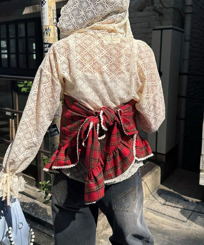 【ドット/チェック】マルチWAYフリルビッグスカーフ