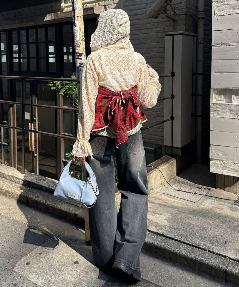 【ドット/チェック】マルチWAYフリルビッグスカーフ