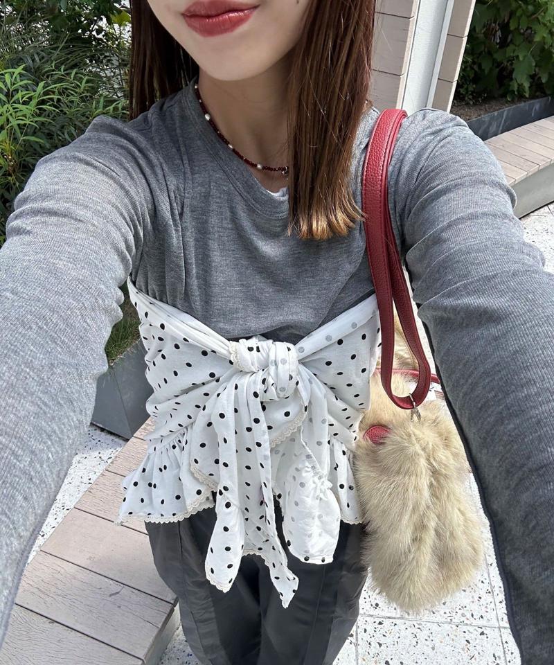 【ドット/チェック】マルチWAYフリルビッグスカーフ