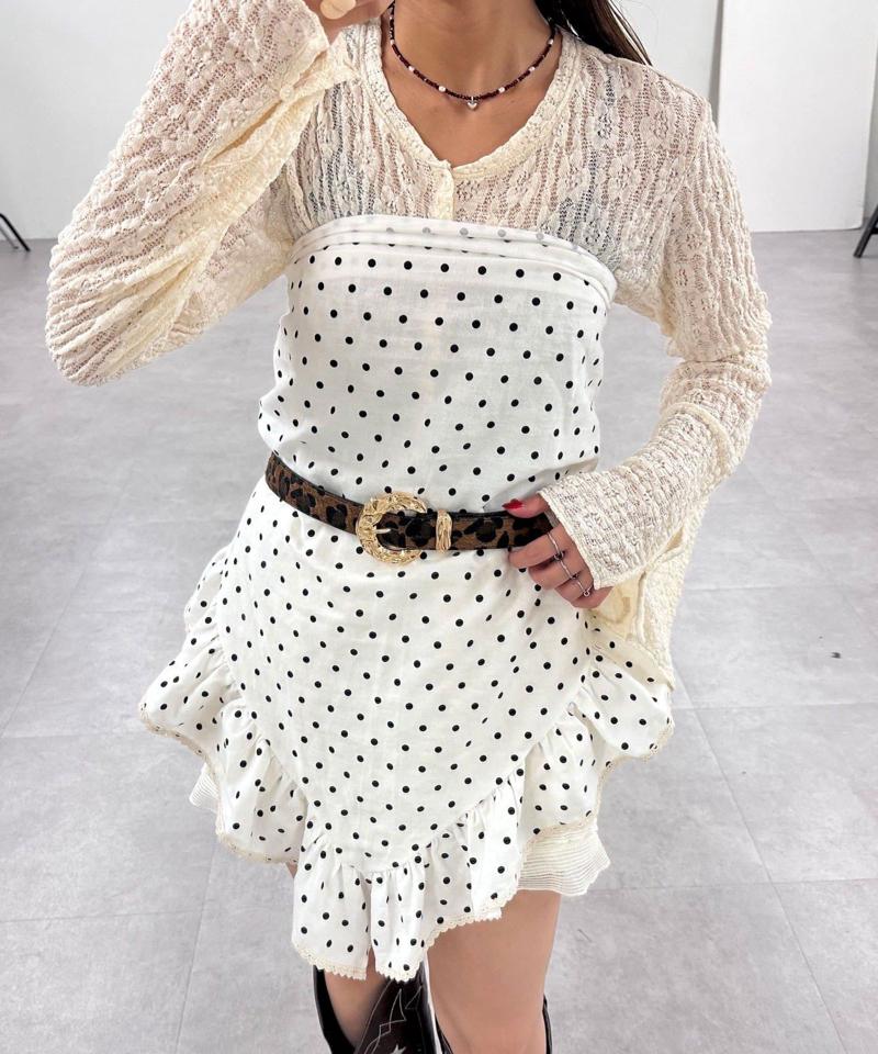 【ドット/チェック】マルチWAYフリルビッグスカーフ