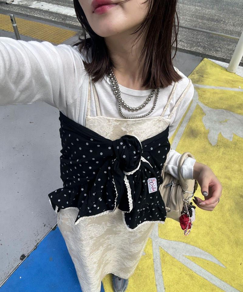 【ドット/チェック】マルチWAYフリルビッグスカーフ