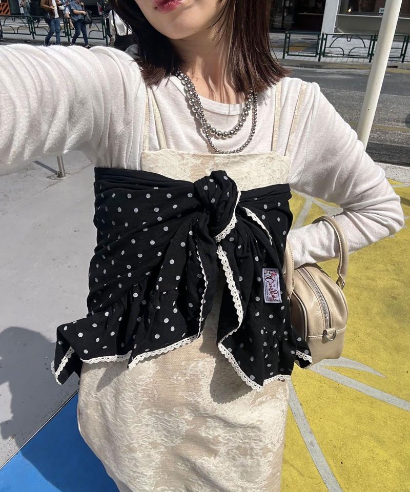 【ドット/チェック】マルチWAYフリルビッグスカーフ