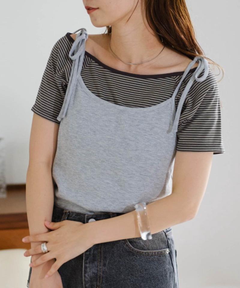 【セットアイテム】ボーダーTEE×キャミSET