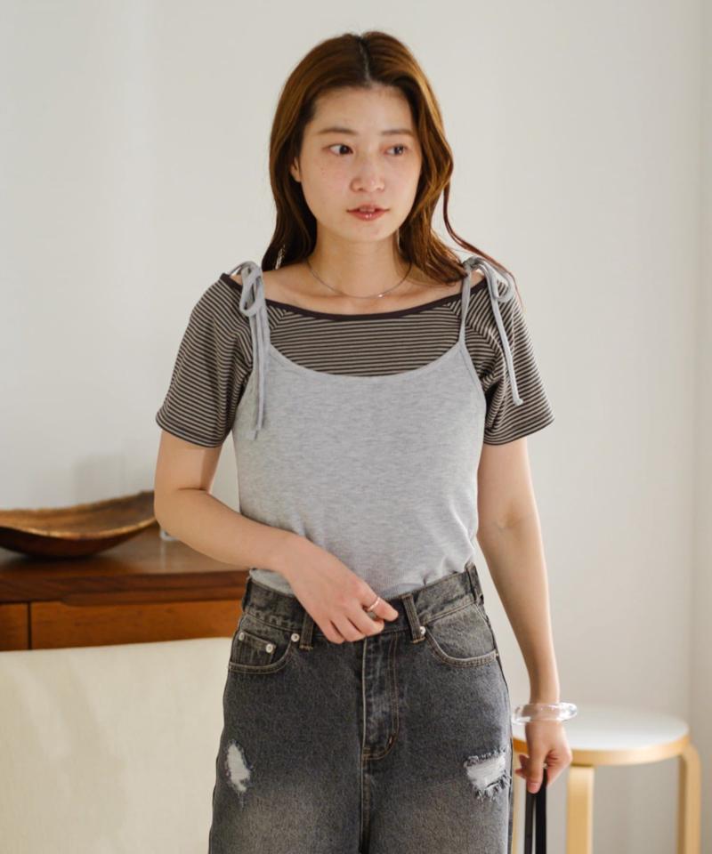 【セットアイテム】ボーダーTEE×キャミSET