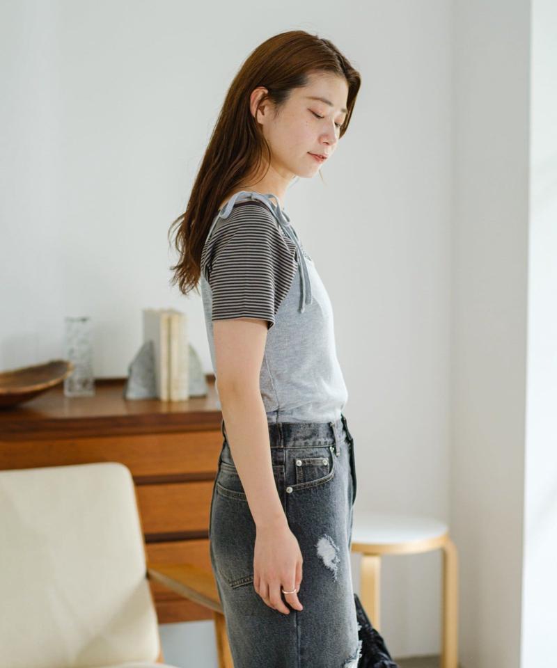 【セットアイテム】ボーダーTEE×キャミSET