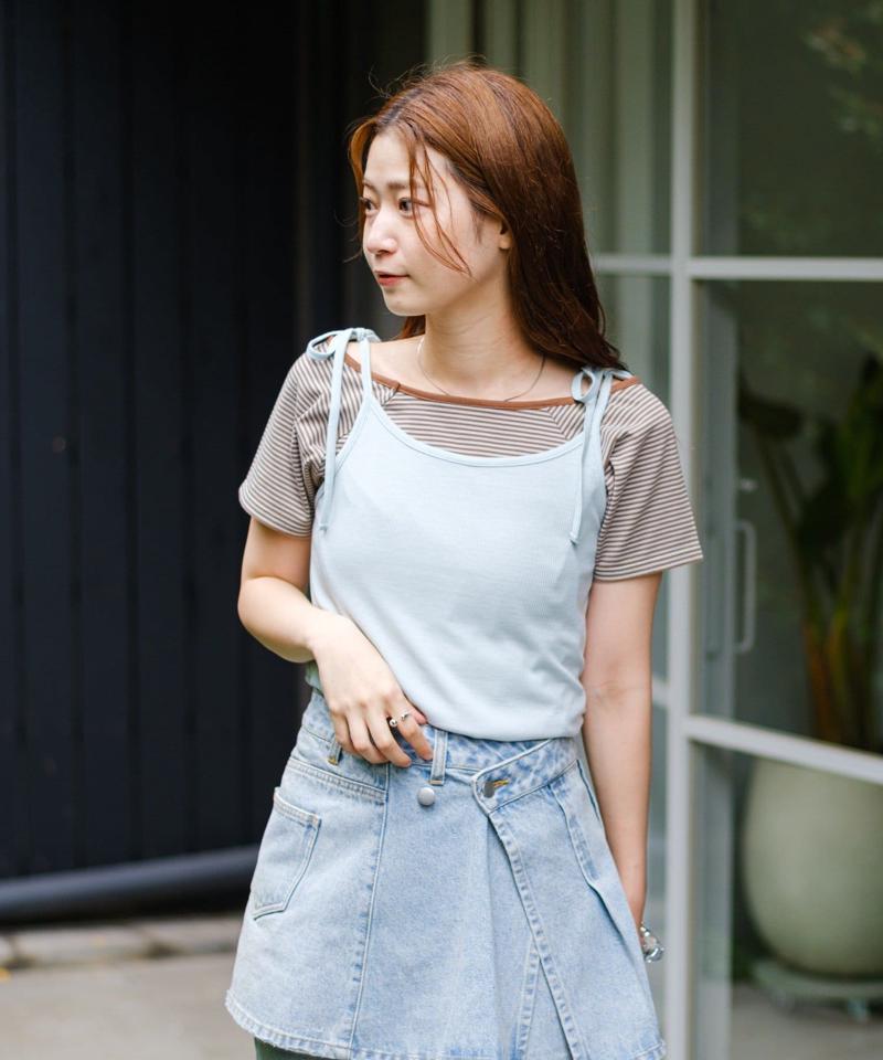 【セットアイテム】ボーダーTEE×キャミSET
