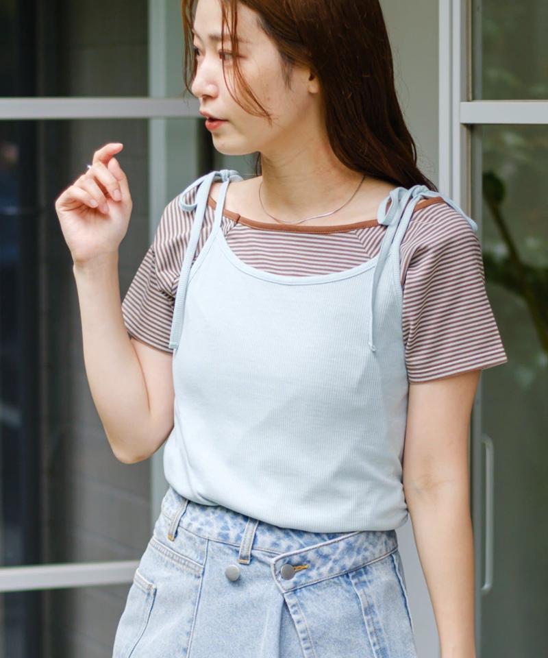 【セットアイテム】ボーダーTEE×キャミSET