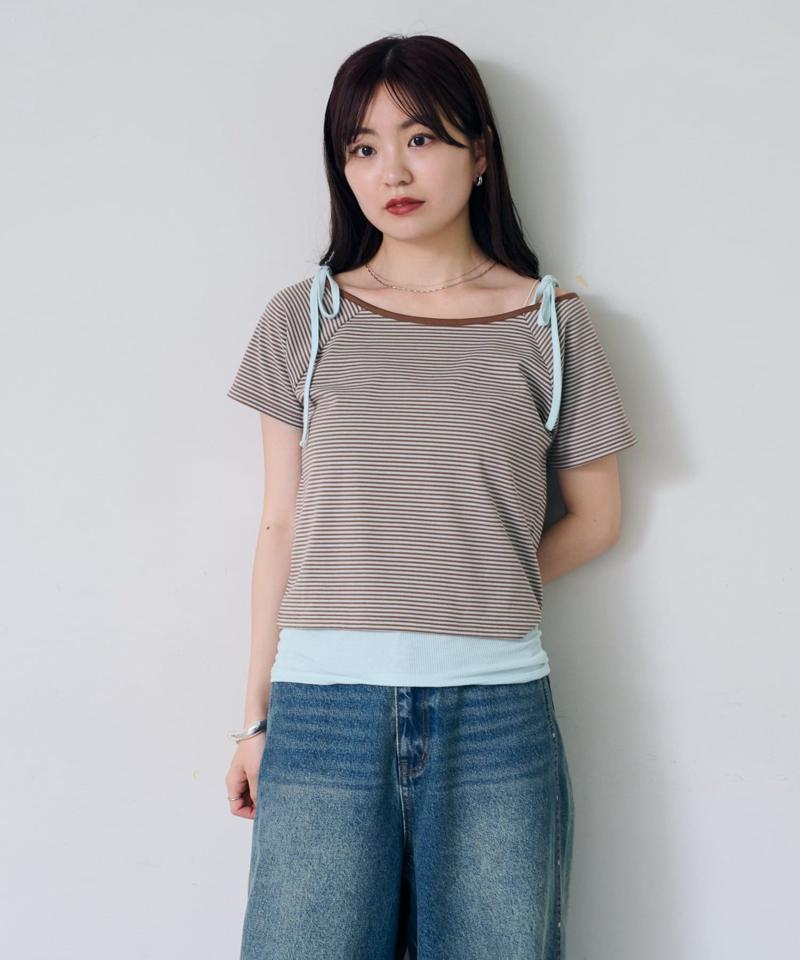 【セットアイテム】ボーダーTEE×キャミSET
