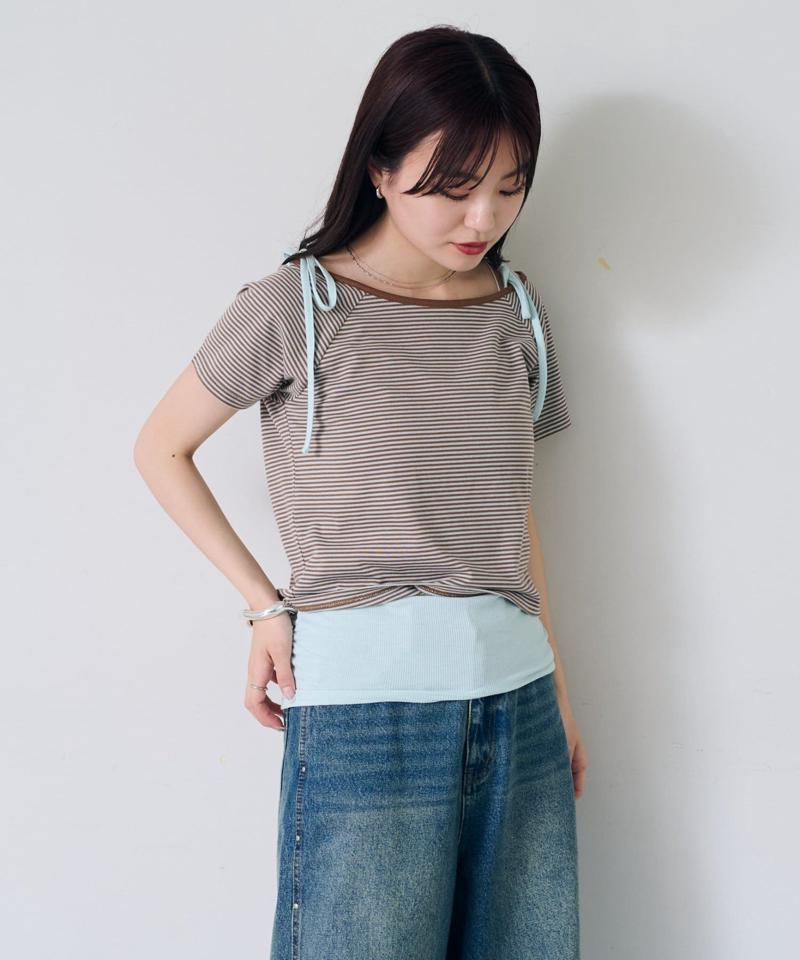 【セットアイテム】ボーダーTEE×キャミSET