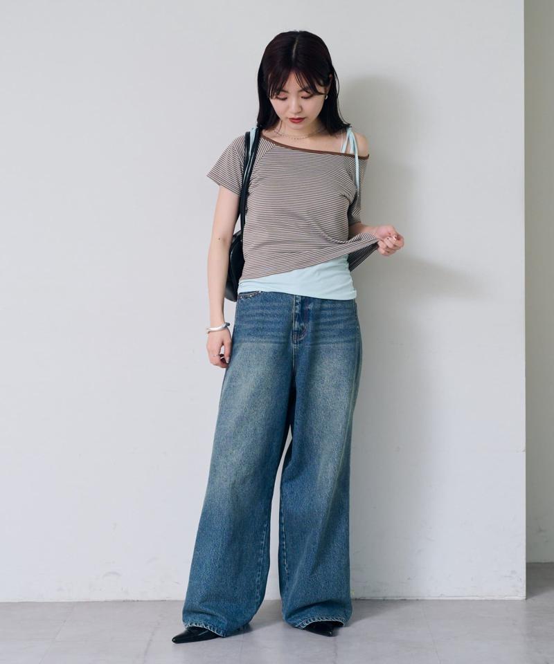 【セットアイテム】ボーダーTEE×キャミSET